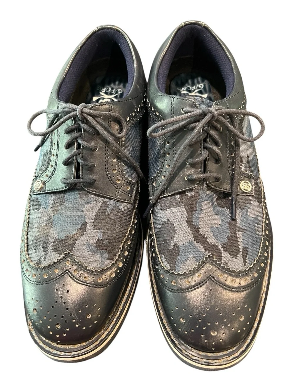 G Fore Men’s Gallivanter Leather Golf Shoes Skull Print Camo  Blue Size 9.5.